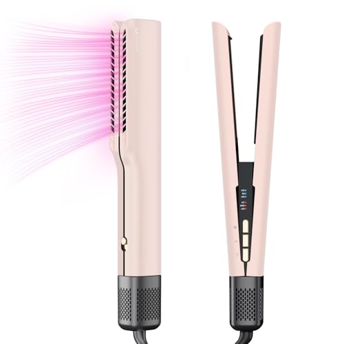 IG INGLAM Air Straight, Style from Wet Hair, 200M Ionic Hair Dryer Straightener for Medium Long Length(14”-30”), Straightener and Dryer 2 in 1, Fast Drying and Straightening in One Step, Pink - color: Pink
