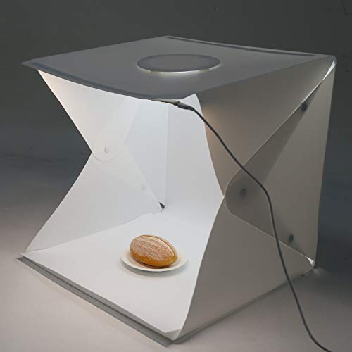 40cm LED Foldable Lightbox, Photography Softbox with Adjustable Brightness and 6 Color Backgrounds, 140pcs Light Chips for Jewelry Product Photo