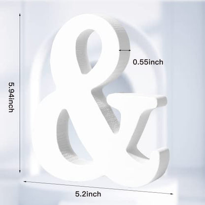 AOCEAN 6 Inch White Wood Letters - Unfinished Wood Letters for Wall Christmas Decor Standing Letters Slices Sign Board Decoration for Xmas Home Party Projects (&) - style: &