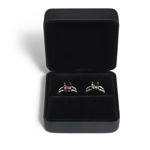Velvet Ring Gift Box, Small Jewelry Earring Studs Holder Case for Wedding Day, Proposal, Engagement, Anniversary, Ring Display Storage Box for Women Girl (Black S) - color: Black S