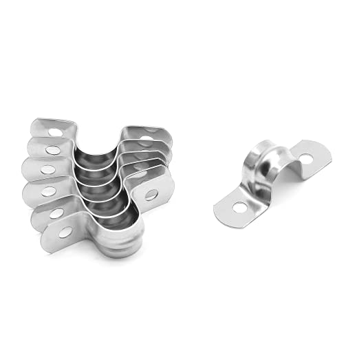 50Pcs 15/32 Inch(0.47 inch) Stainless Steel Conduit Clamps, Two Hole Strap U Bracket Rigid Pipe Strap Metal U Clamp Conduit Strap Tension Clips U-tube Clamp Heavy Duty - size: 15/32" / 11.8mm