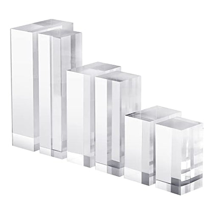 CiaoHER 2in Thickness Solid Acrylic Cube Display Block Clear Polished Pedestal Stand Riser Solid Base 2'' x 7" x 7", 1 Pack