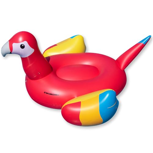SWIMLINE ORIGINAL 90629 Giant Inflatable Parrot Pool Float | Colorful Ride-On Raft with Stable Wings & Legs | Lounge Floatie Perfect for Parties & Lounging - color: Parrot, size: Large