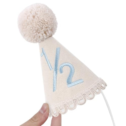 Boys 1/2 Birthday Hat - Boho Half Birthday Crown,1/2 birthday decorations boy, Boho hand embroidered hat, Cake Smash Photo Prop