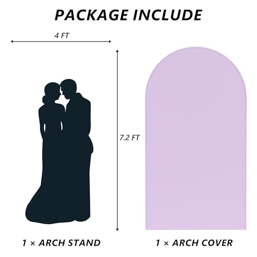 Neatsure Arch Backdrop Stand and Cover Set, 7.2FT Metal Photo Balloon Arch Backdrop Stand for Wedding Birthday Party Baby Shower Ceremony Graduation Decoration, Lilac - color: Lilac, size: 7.2FT