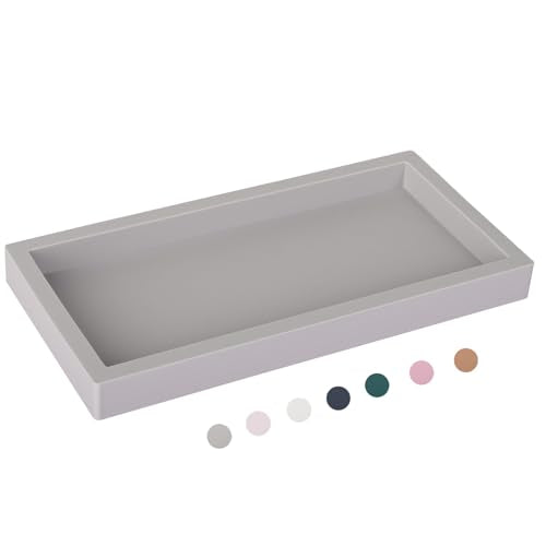 Bathroom Tray, Small Vanity Tray Silicone Soap Dish Sponge Holder Kitchen Sink Organizer Bathroom Accessories for Countertop, Toilet, Shower - Light Grey - color: Light Gray, size: 7.9" x 4.0"