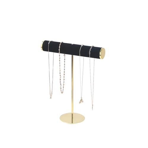 Coward T-Bar Necklace Organizer Stand, Velvet Necklace Bracelet Holder Stand with Metal Base, Hanging Jewelry Display Organizer for Women Girls (Black 4.0cm thickness tube) - color: Black, size: 4.0cm tube
