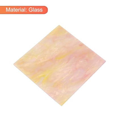 MECCANIXITY Stained Glass Sheet Mosaic Tile 3.9 Inch x 3.9 Inch Pink Stained Glass Sheets for Crafts DIY, Art Project - color: Pink