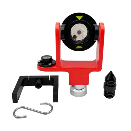 Surveying Mini Prism Reflector System 0/-30 mm Offset Surveying Prism Kit with Soft Padded Case Mounting Accessories for Topcon Trimble Sokkia Swiss-Type Total Stations (Silver-Coated Mini Prism)