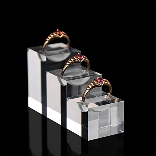 3Pcs Rings Stand Acrylic Jewelry Display Stand Ring Showcase Display Holder,Square Transparent