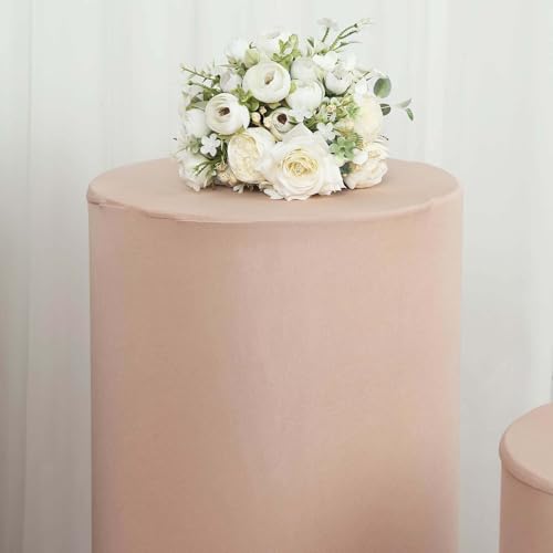 Efavormart Set of 5 | Nude Spandex Cylinder Plinth Display Box Stand Covers, Stretchable Pedestal Pillar Prop Covers - 160 GSM - color: Nude Beige, size: Spandex Cylinder Covers