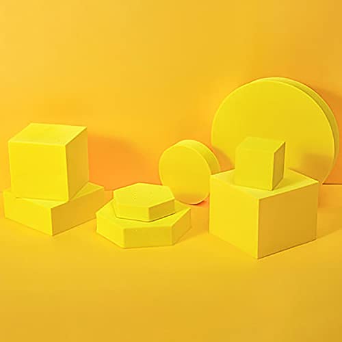 8PCS Geometric Cube Photo Props Set, Hard Foam Photography Background Props for Goods, Crafts, Lipstick, Jewelry, Cosmetics, Makeup Tools, Food (Yellow) - color: Yellow