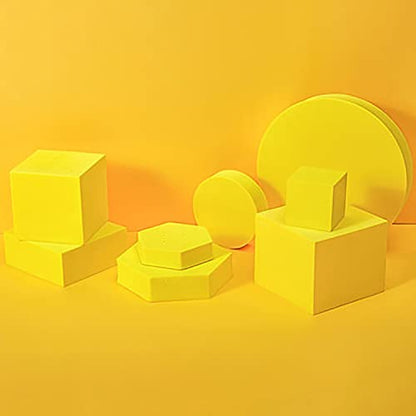 8PCS Geometric Cube Photo Props Set, Hard Foam Photography Background Props for Goods, Crafts, Lipstick, Jewelry, Cosmetics, Makeup Tools, Food (Yellow) - color: Yellow
