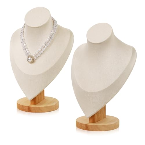 Necklace Display Stand Bamboo Jewelry Bust Display Stands Necklace Bust for Selling for Vendors (Beige, 9.2 * 6.1 Inch) - color: Beige, size: 9.2 *6.1 Inch