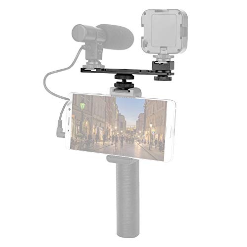 ChromLives Hot Shoe Extension Bar Mount, Cold Shoe Extension Flash Bracket, Dual Straight Mount Flash Bracket Compatible with Nikon Canon Sony Olympus DSLR Camera Camcorder DV - color: Camera flash bracket