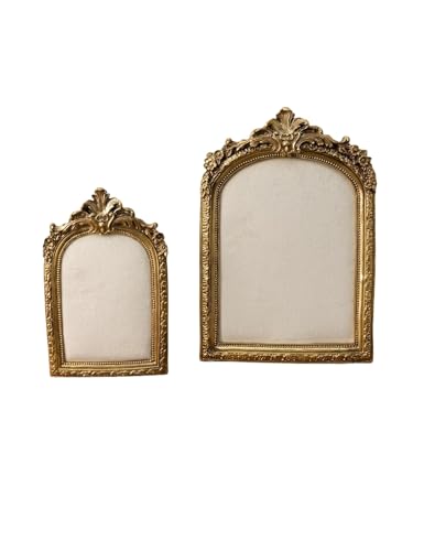 Two-Piece Gold Resin Jewelry Display Stand, Vintage Photo Frame Earring Holder, Velvet Necklace Storage Box, Elegant Décor for Jewelry and Collectibles