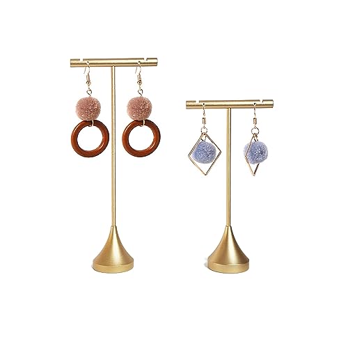 4pcs Gold Earring Display Stands For Selling Earring T Stand Retail Display Holder for Show, T Bar Jewelry Organizer for Show Online Store Photography Props