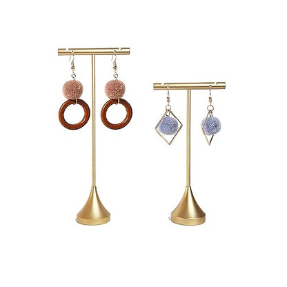 4pcs Gold Earring Display Stands For Selling Earring T Stand Retail Display Holder for Show, T Bar Jewelry Organizer for Show Online Store Photography Props