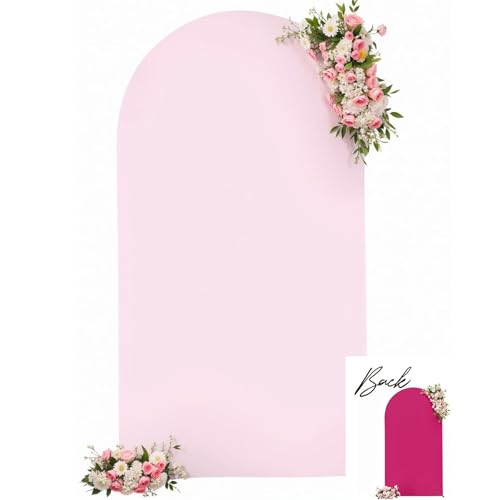 Wedding Arch Backdrop Cover, 6FT Pink Arch Cover Stretchy Backdrops, Double-Sided Arch Stand Covers for Wedding Ceremony, Baby Shower, Birthday Party Decoration - color: Pink+Hot Pink, size: 6FT