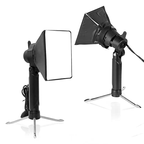 Meking Mini Softbox Photography Lighting Kit, Portable 4x4.8in Continuous Lighting LED Lamp with Collapsible Diffuser for Video Tabletop Studio Small Product Shooting, 2 Sets - color: White Light