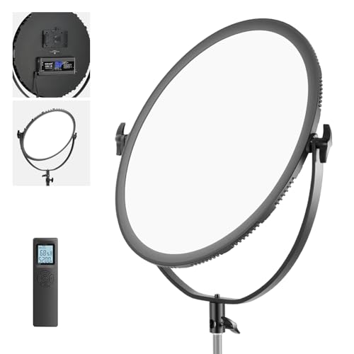 Neewer LED Bi-Color Studio Round Lighting, Ultra Thin Studio Edge Flapjack Light, 18''/45.5cm 70W Dimmable Portrait Light with AC Adapter/2.4G Wireless Remote (Battery/Light Stand Not Included) - style: Bi-Color