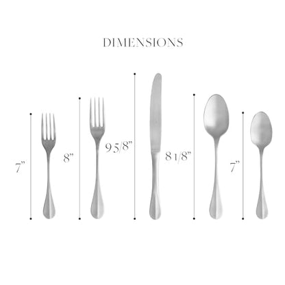 Costa Nova 5-Piece Silverware Service for 1 - Nau Collection, Brushed Finish | Stainless Steel Cutlery | Dishwasher Safe Flatware | Restaurant Quality Dinnerware - color: Brushed