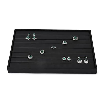Ring Display Tray Black Jewelry Organizer Tray PU Leather Ring Earrings Display Organizer Tray - style: Ring Tray