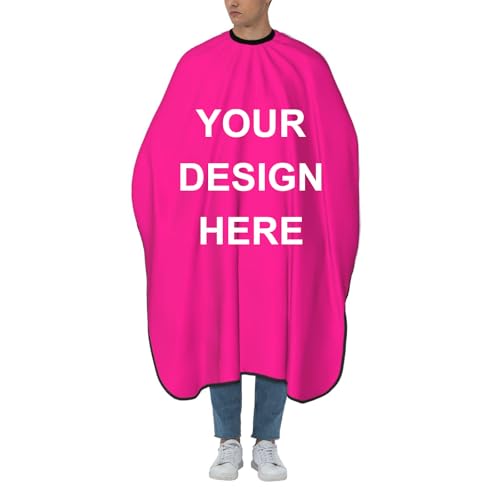 Custom Barber Cape Unisex Salon Hair Cutting Capes Add Your Image Logo Haircut Kit Personalized Stylist Tool - color: Deep Pink