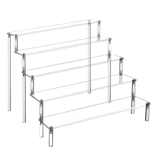 Acrylic Display Stand Risers, 5 Tier Perfume Stand Organizer, Clear Cupcake Stand Holder, Large Shelf Risers for Figures, Display Shelf for Collectibles, Dessert Shelves for Decoration and Organizer, Tabletop Use (1PACK 5-layer transparent) - size: 1PACK