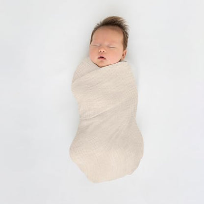 SwaddleDesigns Cotton Muslin Swaddle Blankets for Baby Boy & Baby Girl, Set of 4, Neutral Receiving Blankets for Newborn, Baby Registry & Gift, 46x46 inches, Apricity - color: Apricity