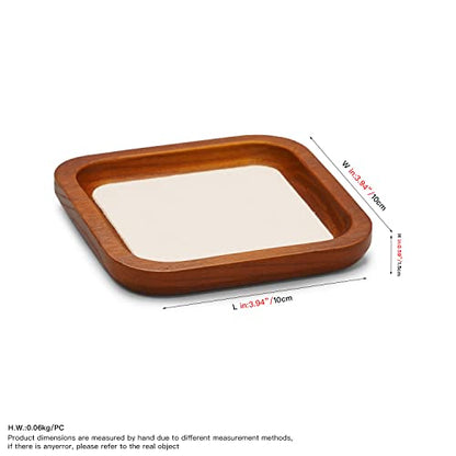 Oirlv Solid Wood Jewelry Display Tray Small Jewelry Tray Rings Earrings Bracelets Necklace Holder Organizer(Small, Creamy-white) - color: Creamy-white, size: 3.93"x 3.93"x 0.59"