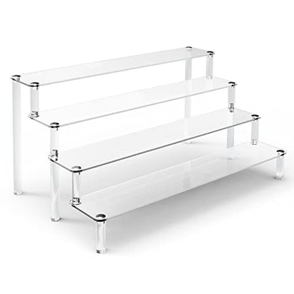 Acrylic Stands for Display, 4 Tier Clear Display Stand Risers Shelf for Cupcakes Perfumes Figurines, Tabletop Cupcake Stand for Decorating & Organizing (16" x 12.4" x 7.7")