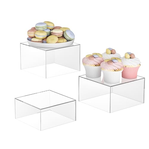 Acrylic Dessert Stand,Buffet Risers, Food Risers, Multi-Purpose Cake Stand for Parties, Weddings, Birthdays, Catering, Jewelry, Collectibles (Clear, 6"x7"x8") - color: Clear, size: 6''x7''x8''
