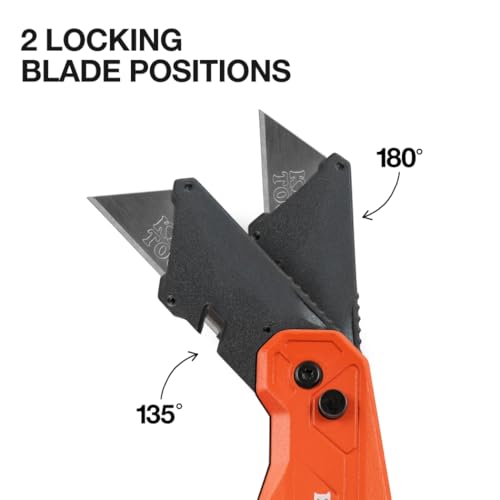 Klein Tools 44306 FLICKBLADE 2-in-1 Folding Utility Knife and Scraper with Built-In Blade Storage, Dual Locking Positions, Includes 3 Triple-Ground Carbon Steel Blades - style: Flickblade w/ Scraper