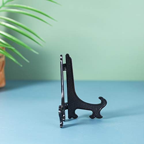 Artliving 5 Inch Black 12pcs/Set Plastic Easels Plate Display Stands Picture Frame Stand Holder - color: Black, size: 5 Inch (12 Pack)