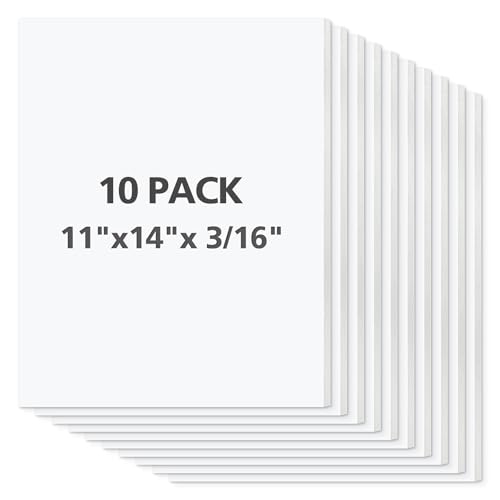 Mat Board Center Premium White Foam Core Board - 11x14 Inches, 3/16" Thick - 10 Pack, Acid-Free - Ideal for Mounting, Crafts, Art, and Presentations - color: White, size: 11x14