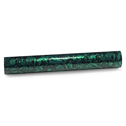 PET Marble Forged Carbon Fiber Textured Gloss Emerald Green Vinyl Wrap Auto Car Sticker Decal Film Sheet Bubble Free Air Release Technology with Tool Set 4FTx5FT - size: 4FT x 5FT