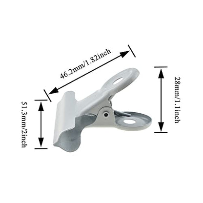 HAHIYO 2inch White Bulldog Clips Metal File Hinge Binder Clips Clamps Save Space Strong Spring Jaws Rock Solid Grip Book Lay Flat Deburred Edge for Hang Photos Wall Grid Dog Food 13PCS - size: White-2in-13P