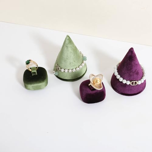 Cute Single Ring Holder for selling, Velvet Ring Display Stand for Jewelry Show, Jewelry Storage Display【Green】 - color: Green