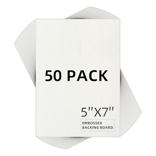 Falling in Art 50 Pack Embossed Backing Board, 5x7 Acid-Free Mat Boards, 4 Ply Thickness Uncut White Backing Boards for Photos, Pictures, Frames, Artworks and Prints - size: 5x7 - 50 Pack