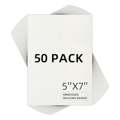 Falling in Art 50 Pack Embossed Backing Board, 5x7 Acid-Free Mat Boards, 4 Ply Thickness Uncut White Backing Boards for Photos, Pictures, Frames, Artworks and Prints - size: 5x7 - 50 Pack