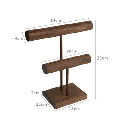 Jewelry Holder Light Luxury Walnut Necklace Rack Double Watch Stand Vintage Shopping Mall Counter Jewelry Display Props Bracelet Stand Jewelry Display