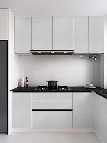 Heroad Peel and Stick Wallpaper Wood Contact Paper Wood Wallpaper Light Grey Wood Grain Contact Paper Thicken Textured for Cabinets and Drawers Countertops Waterproof Self Adhesive Vinyl 17.5" x 393" - color: Grey and Silver, size: 17.5" x 393"