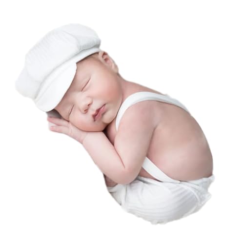 Newborn Baby Boy Suspender Pants Photo Outfits Gentleman Photography Outfit Girl - color: White