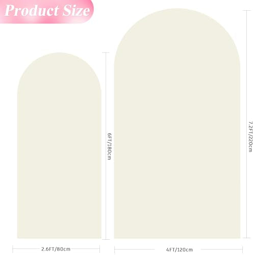 Wokceer Wedding Arch Backdrop Cover 7.2FT, 6FT Spandex Fitted Ivory Arch Covers 2 Set Round Top Chiara Arches Backdrop Cover for Birthday Party Ceremony Banquet Decoration - color: Ivory, size: 7.2FT,6FT