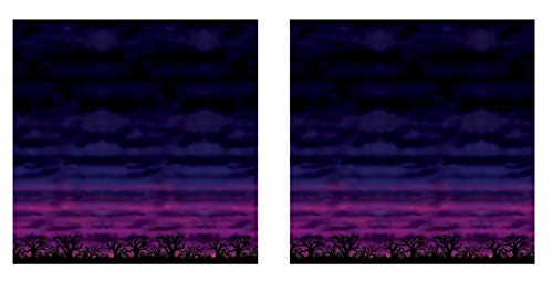 Beistle Spooky Sky Backdrops – 2 Printed Twilight Night Sky Thin Plastic Wall Coverings for Halloween Haunted House Party Décor Indoor Scene Background Photo Display, 4 Ft x 30 Ft Each - style: Spooky Sky - 2 Piece