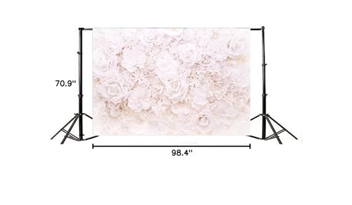 AOFOTO 8x6ft White Flowers Wall Backdrop Elegant Roses Romantic Wedding Decor Bridal Shower Photography Background Baby Girl Artistic Portrait Valentines Mother's Day Photoshoot Studio Props Wallpaper - size: 8x6ft