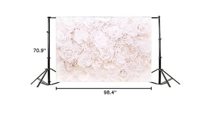 AOFOTO 8x6ft White Flowers Wall Backdrop Elegant Roses Romantic Wedding Decor Bridal Shower Photography Background Baby Girl Artistic Portrait Valentines Mother's Day Photoshoot Studio Props Wallpaper - size: 8x6ft