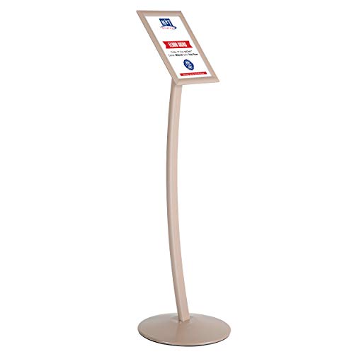 M&T Displays Curved Menu Board, 8.5x11 Pedestal Sign Holder Pale Rose Floor Standing Aluminum Front Loading Easy Open Poster Message Advertisement Holder For Restaurant Cafe Hotel - color: Pale Rose, size: 8.5x11
