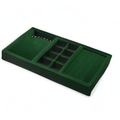 4 In 1 Velvet Jewelry Trays Jewelry Drawer Organizer Tray Stackable Jewelry Trays Necklace Bracelet Ring Earring Organizer Tray (Green) - size: 3 Grid